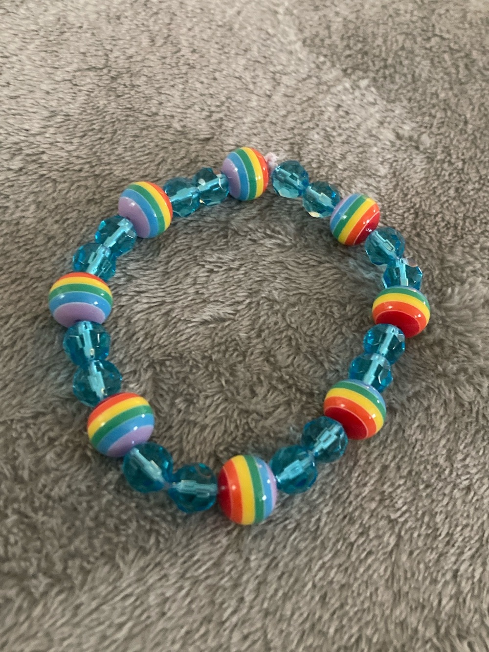 Blue rainbow beaded bracelet
